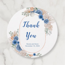 ボホ ブルー パンパス グラス ウェディング フェイバータグ