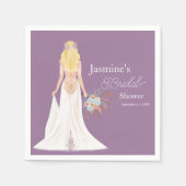 ボホ ブロンド ヘア ブライド フラワー付き スタンダードカクテルナプキン (正面)