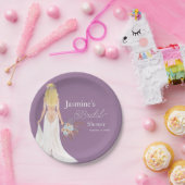 ボホ ブロンド ヘア ブライド フラワー付き ペーパープレート (パーティー)