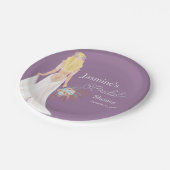 ボホ ブロンド ヘア ブライド フラワー付き ペーパープレート (アングル)