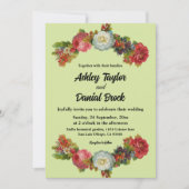 ボホ ボタニカル ガーデン ローズ エレガント フラワーズ ウェディング 招待状 (正面)