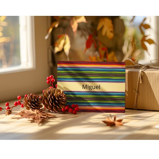 ボホ メキシカン セラペ ストライプ カスタム ネーム ポストカード