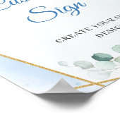 ボホ ライトブルーの花 ユーカリ カスタムサイン ポスター (角)