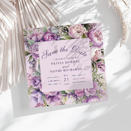 ボホ ライラック フラワーの結婚式 Save the Date セーブザデート