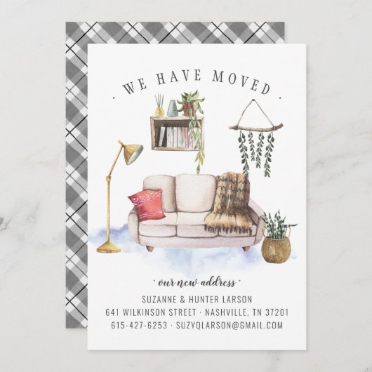 ボホ リビング ルームの引っ越しのお知らせ 案内状 (正面/裏面)