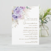ボホ リュスティック パンパス パープル フローラル キンセアニエラ 招待状 (スタンド正面)