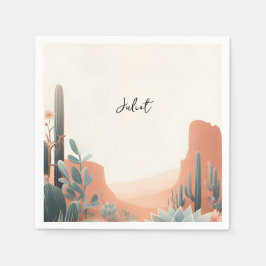 ボホ リーフ デザート カクタス サキュレント ブライダル シャワー スタンダードカクテルナプキン