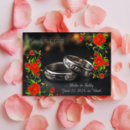 ボホ レッド デコレーション フラワー ウェディング セーブザデート