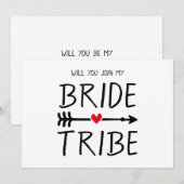 ボホ レッド ハート アロー あなたは私の花嫁部隊に加わる？ 招待状 (正面/裏面)