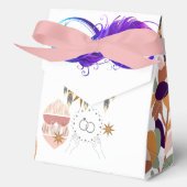 ボホ ロータス & ムーン ウェディング フェイバーボックス リボン付き (正面)