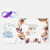 ボホ ロータス & ムーン ウェディング フェイバーボックス リボン付き (見開き)