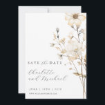 ボホ ワイルドフラワー ウェディング | アイボリー セーブザデート<br><div class="desc">エレガントな手描きのワイルドフラワーの結婚式の招待状カード。アイボリーと焦茶色の手描きの花は、どの季節にも合う。モダンなスクリプトフォントとクラシックなセリフフォントの美しいコントラストが特徴。モダンなボヘミアンの優雅さ。シンプルなワイルドフラワーが裏面に。</div>