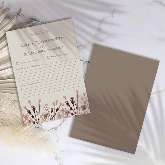 ボホ ワイルドフラワー ウェディング RSVP カード