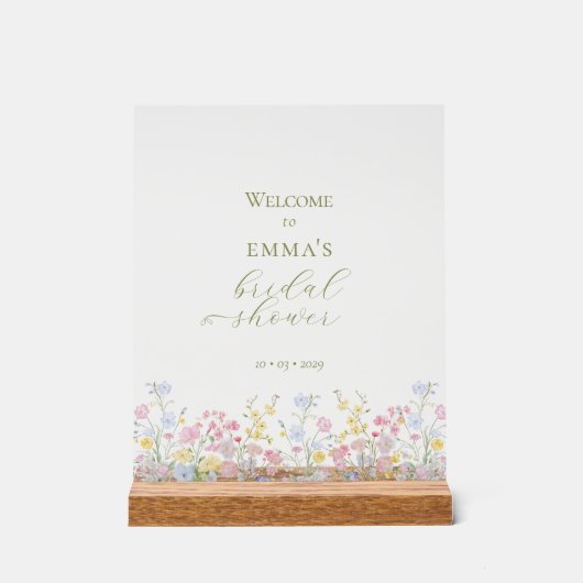 ボホ ワイルドフラワー エレガント ブライダルシャワー アクリルサイン (正面)