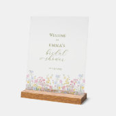 ボホ ワイルドフラワー エレガント ブライダルシャワー アクリルサイン (傾斜)