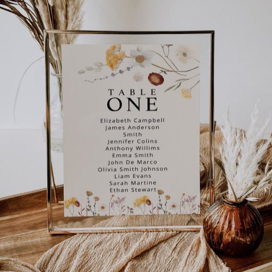 ボホ ワイルドフラワー テーブル シーティング チャード カード