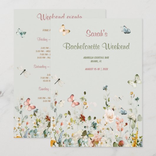 ボホ ワイルドフラワー バチェロレッテ 旅程 テンプレート (正面/裏面)