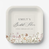 ボホ ワイルドフラワー ブライダルシャワー ガーデン スクリプト ペーパープレート (正面)