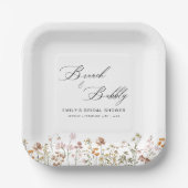 ボホ ワイルドフラワー ブランシュ & バブルリー  ブライダルシャワー ペーパープレート (正面)