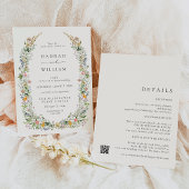 ボホ ワイルドフラワー ベージュ オールインワン ウェディング 招待状