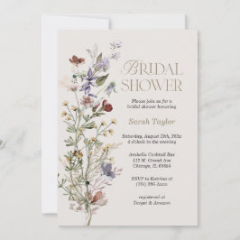 ボホ ワイルドフラワー 水彩 結婚前お祝い 招待状