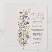 ボホ ワイルドフラワー 水彩 結婚前お祝い 招待状 (正面/裏面)
