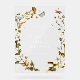 ボホ ワイルドフラワー | 秋のブライダルシャワー ウェルカム アクリルサイン