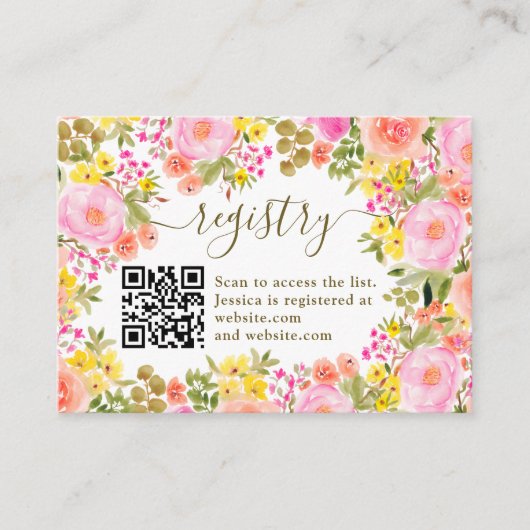 ボホ ワイルド フラワーズ ガーデン ブライダル シャワー レジストリー エンクロージャーカード (正面)