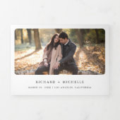 ボホ〔雄ジカの〕枝角ワイルドフラワーフローラQRコード結婚ズ 三つ折り招待状 (カバー)