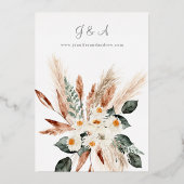 ボホLG文字ボホカッパーパンパ結婚スフローラの3 箔招待状 (裏面)