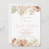 ボホSweet sixteenフローラ16誕生日 招待状 (正面)