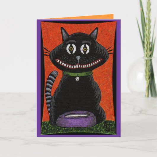 ボボ黒猫及びスカルつば-ハロウィンカード カード (正面)