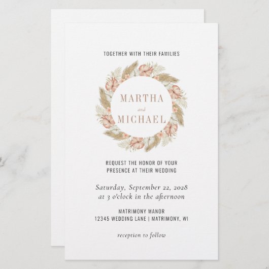 ボミニマルホフローラ結婚式招待状 (正面/裏面)