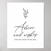 ボミニマルホブライダルシャワーアドバイスとウィッシュズサイン ポスター (正面)