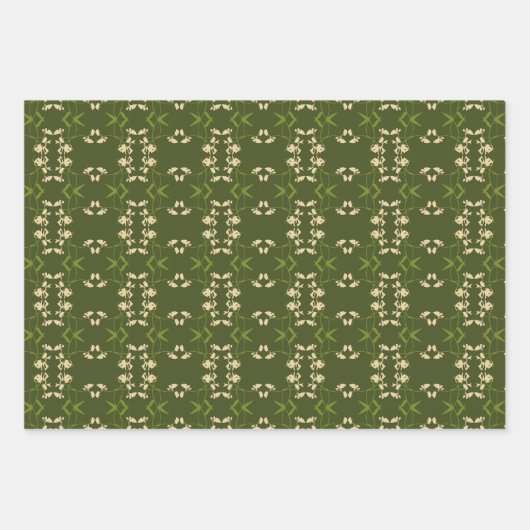 ボメリー王室のタニカルフェスティバルグリーンレッド金ゴールド ラッピングペーパーシート (正面)