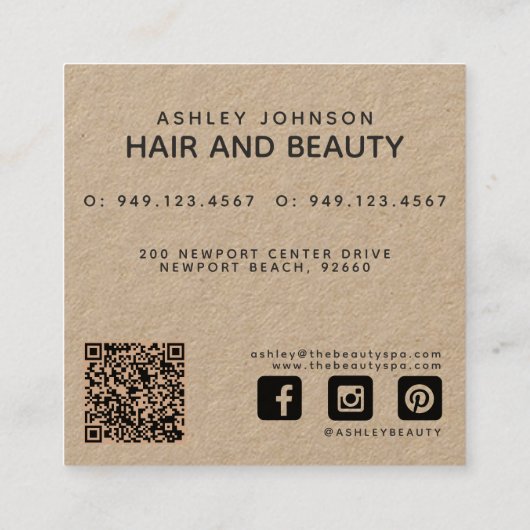 ボモダンタニカルクラフトとブラックフローラ スクエア名刺 (裏面)