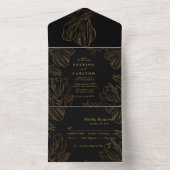 ボモダンタニカルゴールデン自然結婚フローラ オールインワン招待状 (内側)