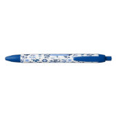 ボモダンタニカルフォークアートブルーフラワーズモノグラム 黒ボールペン (裏面)