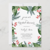 ボモダンタニカルボーダークリスマスブライダルシャワー 招待状 (正面)