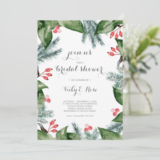 ボモダンタニカルボーダークリスマスブライダルシャワー 招待状 (スタンド正面)