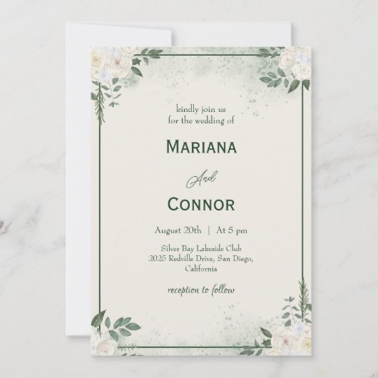 ボモダンタニカルミニマル結婚式招待状 招待状 (正面)