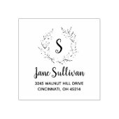 ボモダンタニカルモノグラムカスタム差出人住所 ラバースタンプ (インプリント)