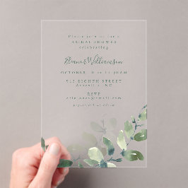 ボモダンタニカルユーカリプトゥスボホブライダルシャワー アクリル招待状