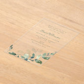 ボモダンタニカルユーカリプトゥスボホブライダルシャワー アクリル招待状 (レイダウン)