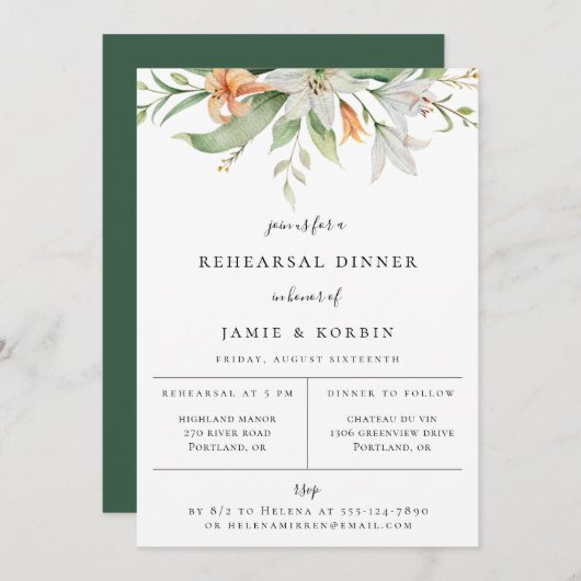 ボモダンタニカルリリーフローラリハーサルディナー 案内状 (正面/裏面)