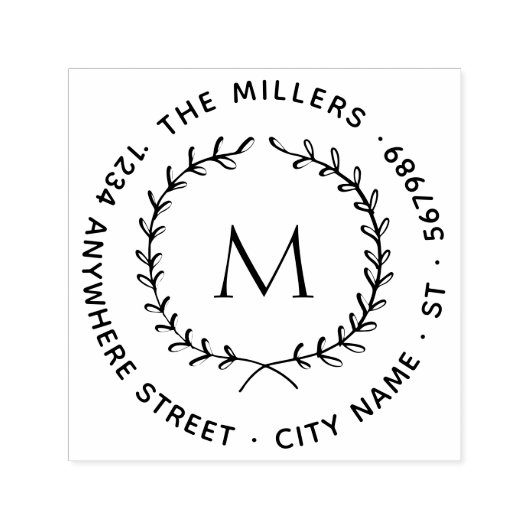 ボモダンタニカルリースファミリー名差出人住所 セルフインキングスタンプ (デザイン)