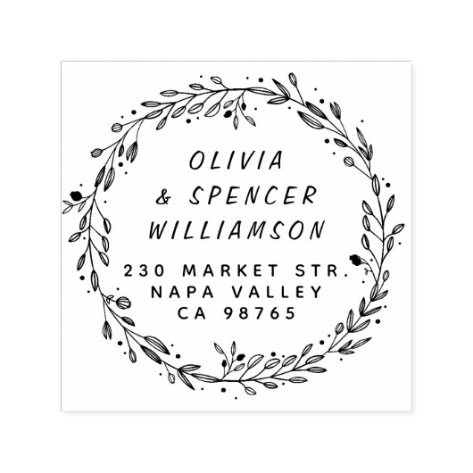 ボモダンタニカルリース&カップルネームアドレス セルフインキングスタンプ (デザイン)