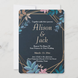 ボモダンタニカル幾何フレ結婚ーム 招待状