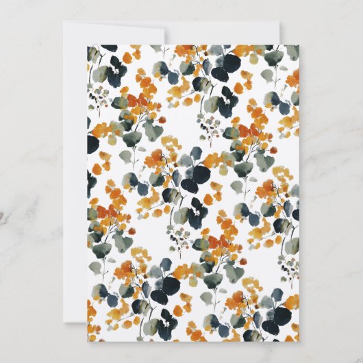 ボモダンタニカル秋の結婚式ブライダルシャワー 招待状 (裏面)