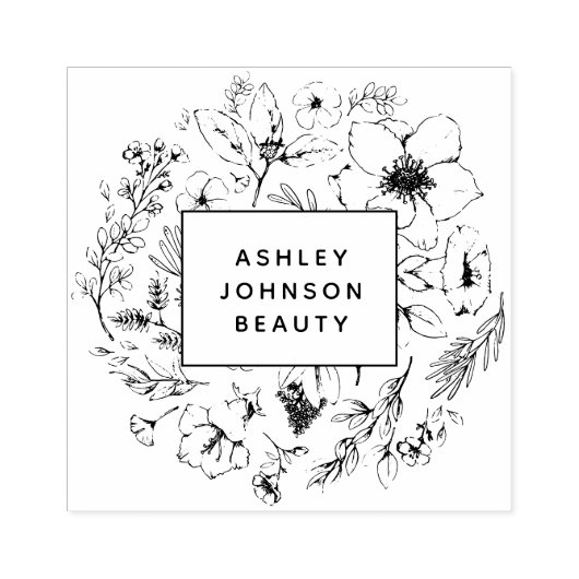 ボモダンタニカル赤面とブラックスクエア ラバースタンプ (インプリント)